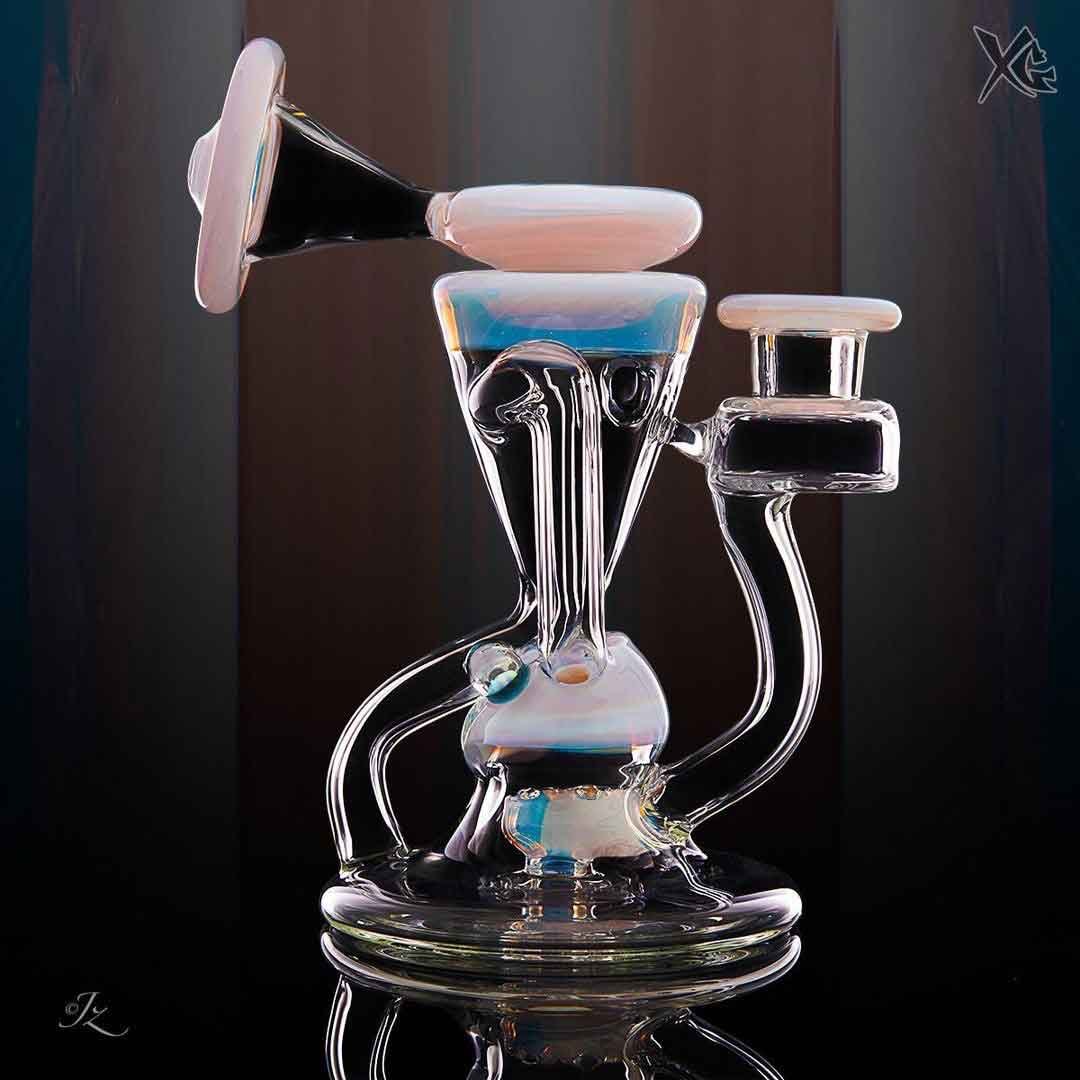 Accented Recycler — blue and black opal recycler rig