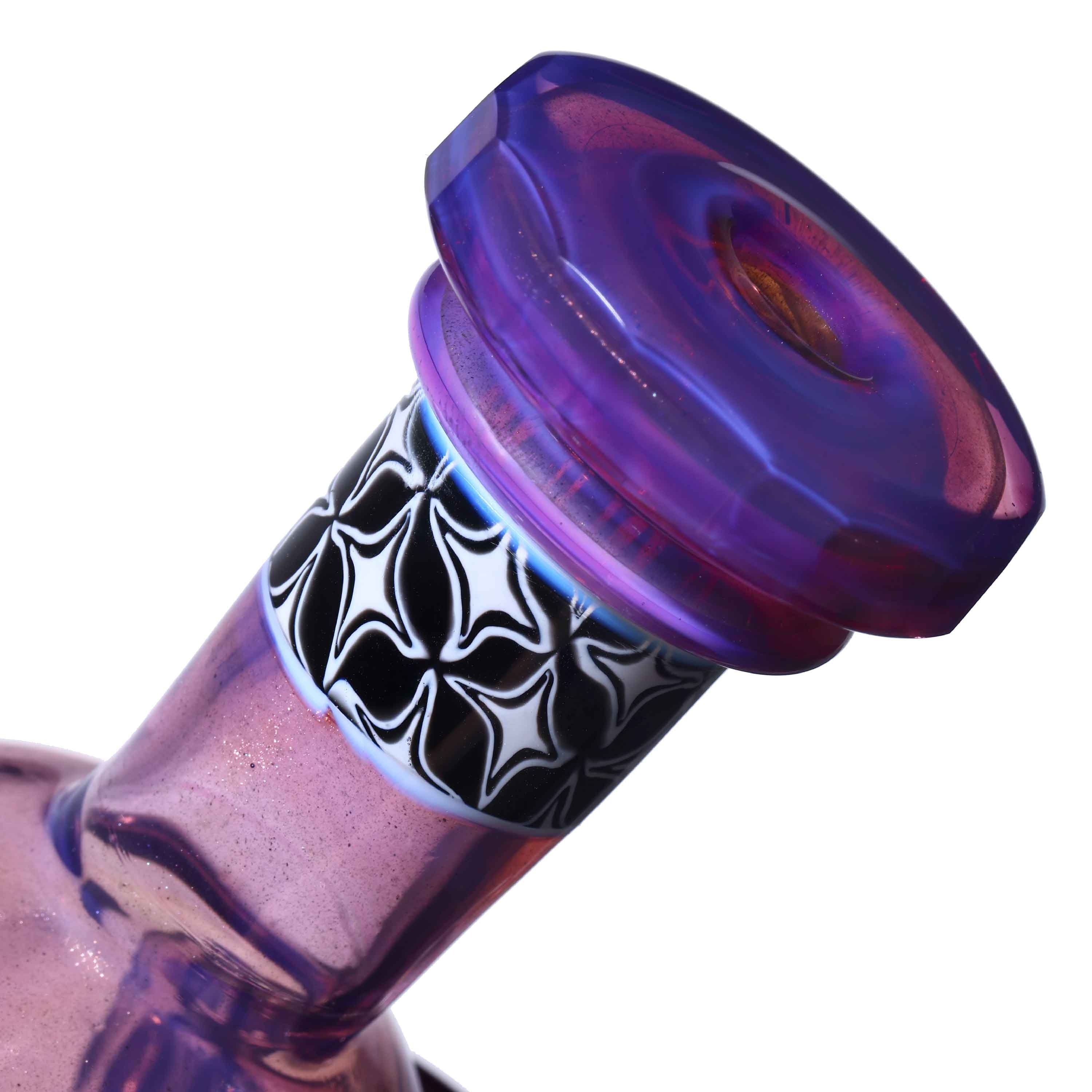 Jack Blew collab — close-up of the faceted mouthpiece, purple and pink with geometric pattern