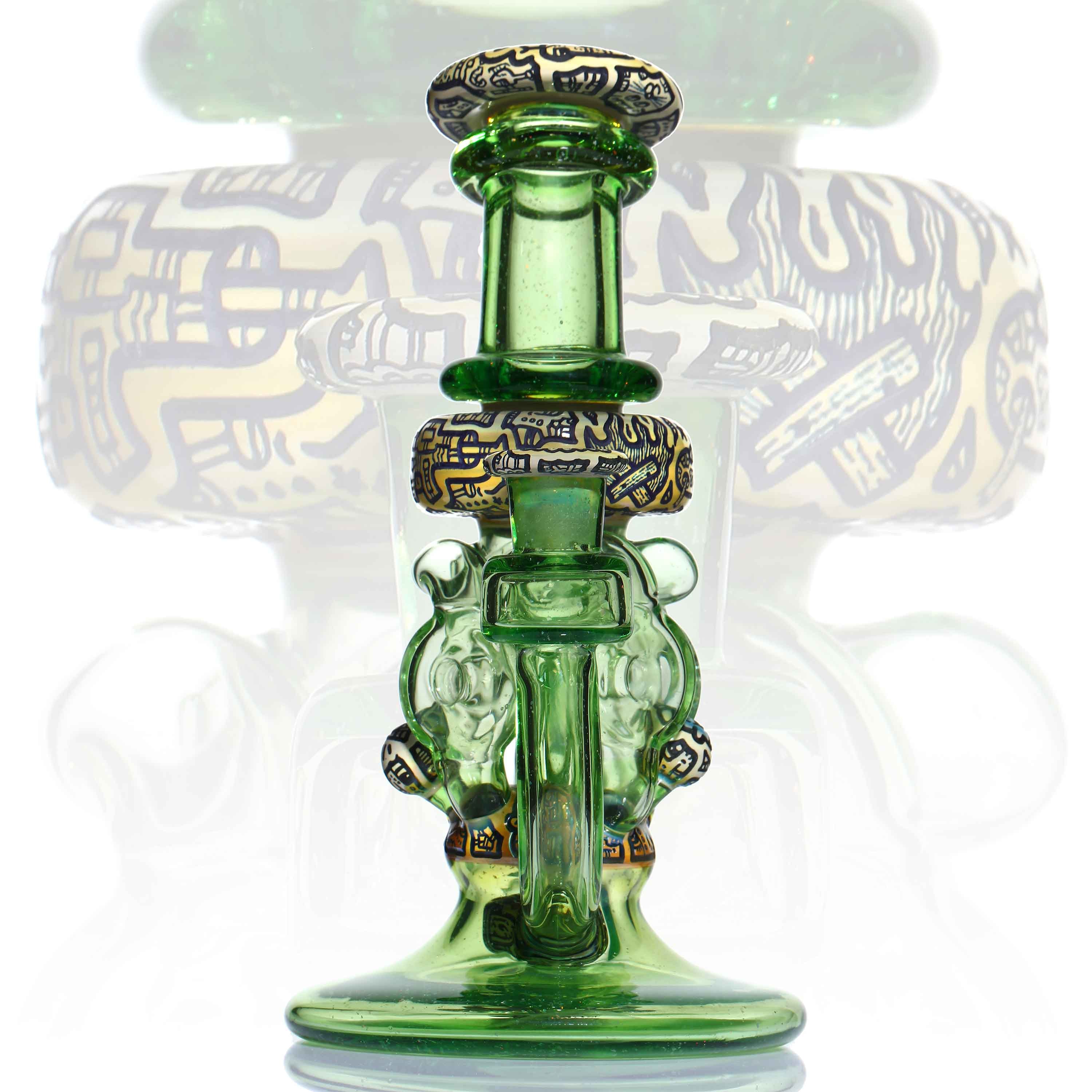Focus Series — full piece on white background showing complete green glass form