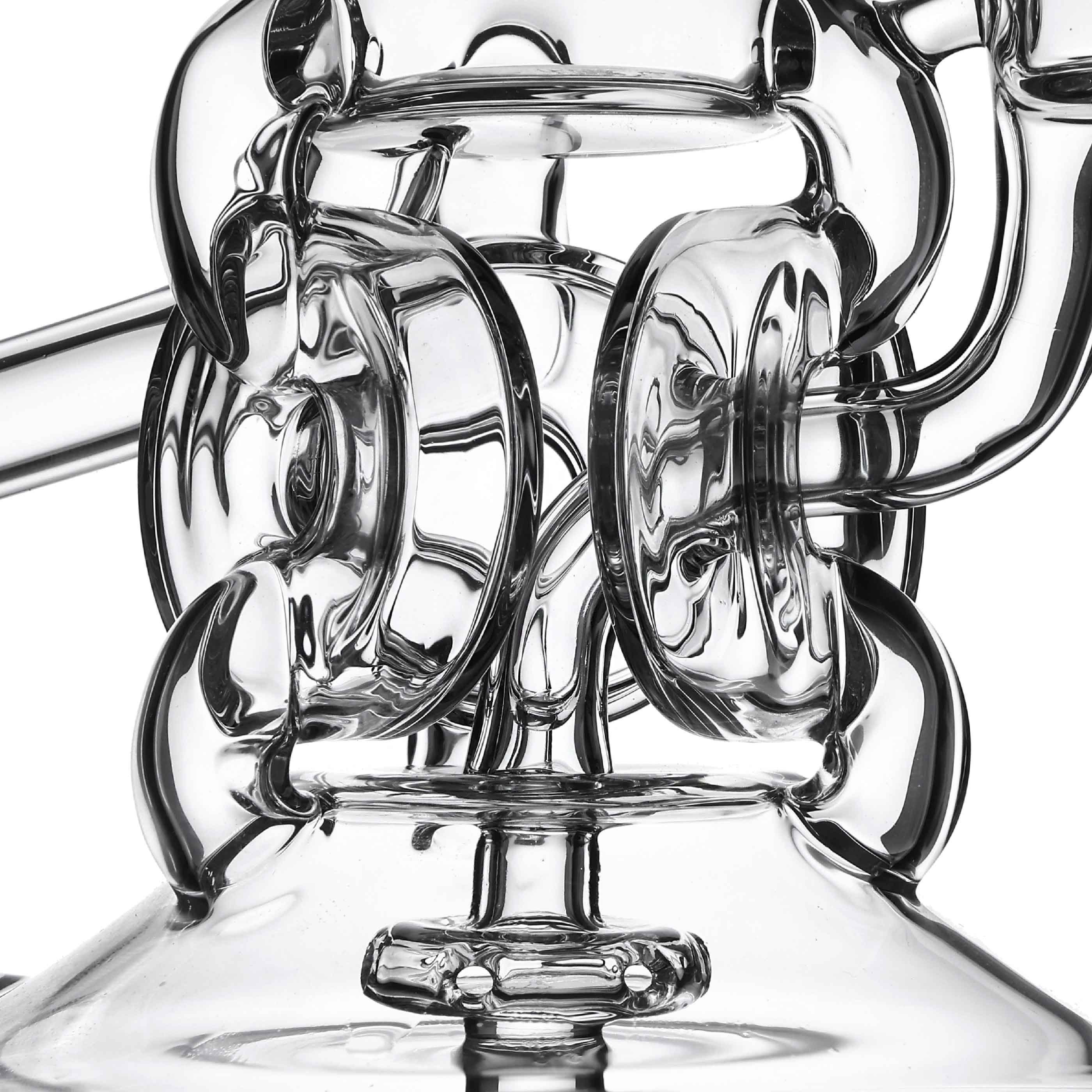 Ubik Series — macro close-up of the clear glass body showing interlocking loop percolator structure