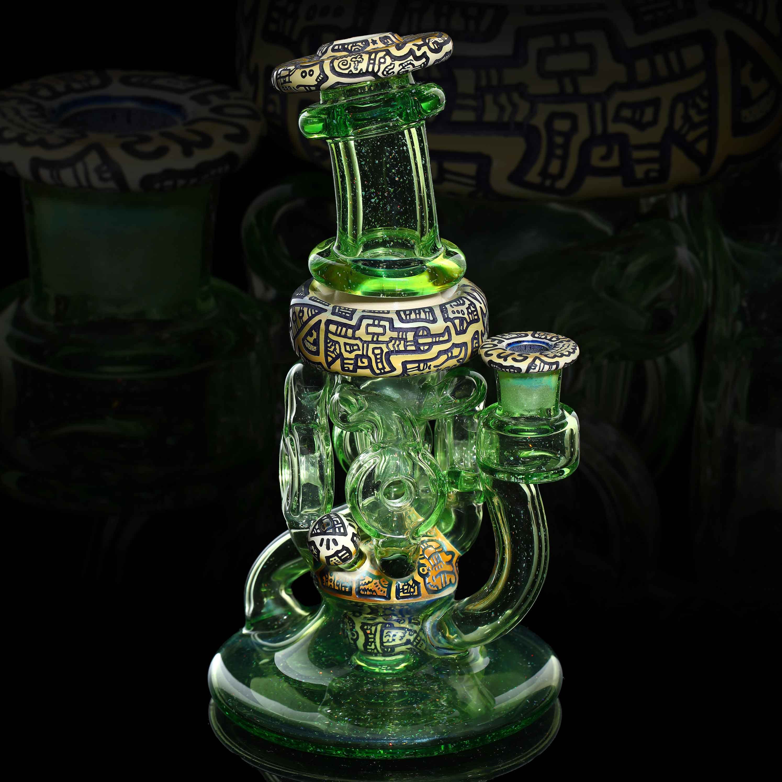 Focus Series — green and gold illustrated wrap glass piece
